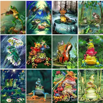GATYZTORY Картина на Номерата На жаба Животно Ръчно Рисувана Акрилна Стена Художествени Подаръци за Оцветяване По Номера За Деца Интериор Дневна