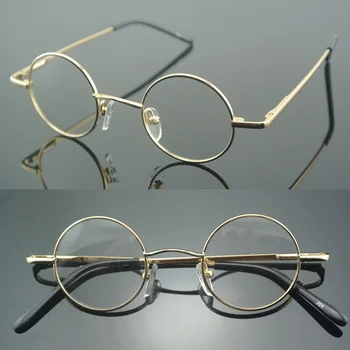 Реколта Кръгли Златни Малки Извити Линия John Lennon Метални Рамки За очила Пълна Рамки на Очила за късогледство -150 -200 -300
