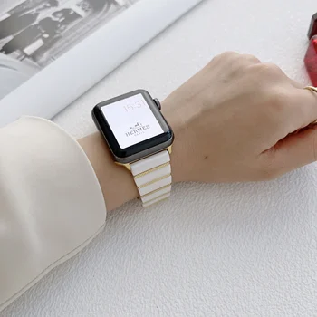 Луксозен Керамичен Каишка за Apple Watch Bnad Series 7 6 SE 5 4 3 45 мм 41 мм 44 мм 40 мм Бизнес Гривна от неръждаема Стомана за iwatch