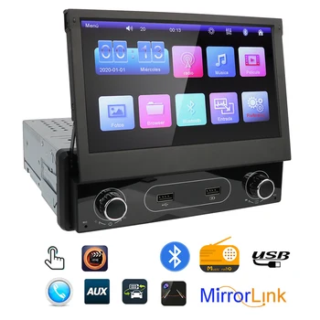 Авто радио 1 Din Мултимедиен плейър 2 USB порта на Огледалото за Bluetooth комуникация Универсален 7-инчов FM-приемник AUX Вход Разтегателен Екран