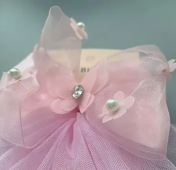 Детски шапки за сватба цвете момиче принцеса топ клип лък