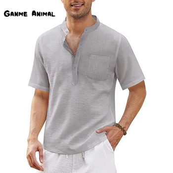 Лятна мъжка тениска с къс ръкав, бельо casual мъжка тениска с V-образно деколте, мъжки дишаща памучен тениска S-5XL