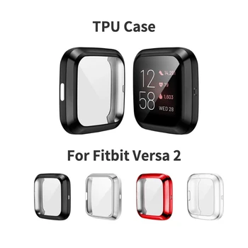 Ултра-мек калъф от TPU за Fitbit Versa 2, Водоустойчива обвивка за часа, Защитно фолио за екрана за Fitbit Versa2