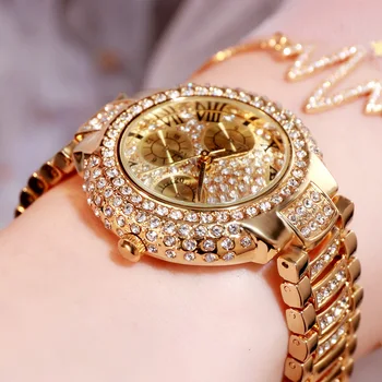 Луксозни часовници дамски дамски часовник-гривна от Неръждаема Стомана с диаманти, Мода водоустойчив кварцов часовник relogio feminino Ръчен Часовник