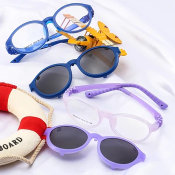 O-Q CLUB Детски Слънчеви очила с Клипсой за Късогледство, Детски слънчеви Очила по Рецепта, 2 В 1, Поляризирани Магнитни Модни Очила DM181117