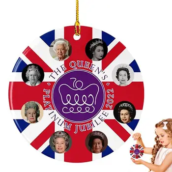 Кралица Елизабет II Platinum Юбилейна Висулка 1952-2022, нейно Величество Кралицата на Дървени Висящи Украшения Коледно Дърво, Декорация на Кралицата