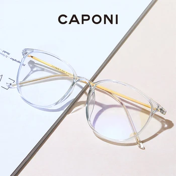 CAPONI Прозрачни Очила В Рамки Дамски Модни Кръгли Очила на Супер Леки Очила Blue-Ray Защита на Подкрепа за Рецепта JF520
