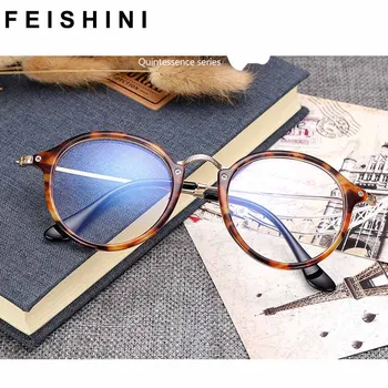 Feishini Ретро рамки за очила от Късогледство Мъжки Кръгли Оптични Очила с Ясно Зрение Рамки За Жени Реколта Рецепта Прозрачни 2447