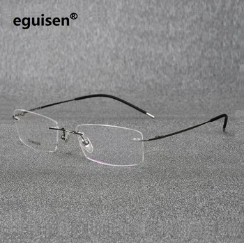 52-18-140 ултра чиста титановая правоъгълна квадратна рамки за очила без рамки за мъже и жени, оборудвана с рамки за очила от близорукости6210