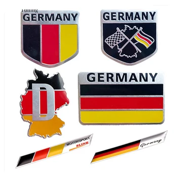 Deutsch Автомобили Стикер Метална 3D Стикер Решетка Броня Прозорец Обстановка на Купето Германия Немски Флаг Икона Емблема