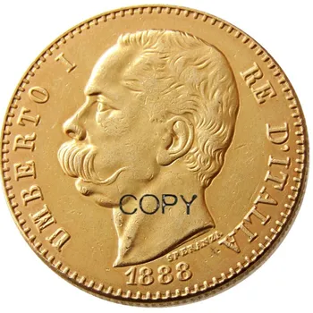 1884 1888 R Италия 50 Лири Позлатен Копирни монета