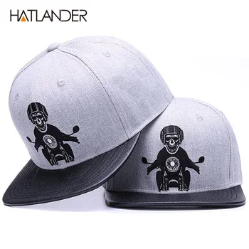 HATLANDER ОРИГИНАЛНАТА бейзболна шапка с виртуален скелет, регулируеми мъжки шапки, кожена нашивка, бейзболни шапки gorras, 6 панели, облегающая шапка в стил хип-хоп