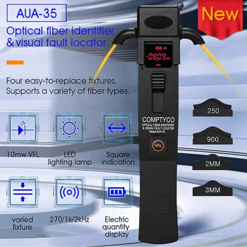 COMPTYCO AUA-35/40 Идентификатор на оптични влакна + 10 Mw VFL + led лампа, Датчик Идентификатор на влакна Визуален Дефектоскоп 10 Mw