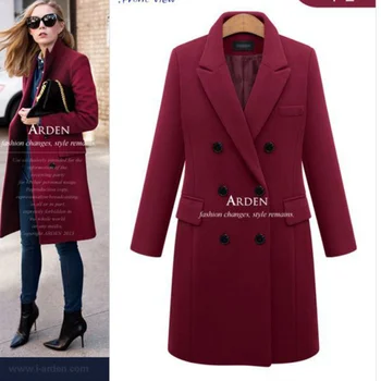 Есенно-зимно дамско тънката вълнена палто от смесовой вълна 2021, Стилна Двубортная однотонная на Горно облекло, Ежедневното палто със средна дължина, 5XL