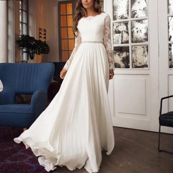 AE0063 рокли Vestidos De Новия Wedding Dress Дантела Long Sleeves Longue сватбен заключване Bride To Be Wedding Gown Robe De Mariée