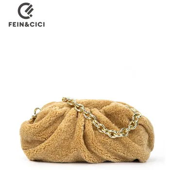 Дизайнерска чанта на рамото, топла вечерна чанта-портфейл от изкуствена кожа, дамски голяма възглавница с рюшами, чанта за кнедлите, 2021, зимна чанта, Изчислителни Чанти