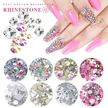SS3-SS20 1440 бр., различни размери, AB, Стъклени кристали за нокти, Блестящи Кристални Аксесоари, Украси за дизайн на нокти, Аксесоари за маникюр