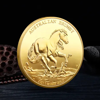 Австралийски Брамби Позлатен Сувенирни Монети 40 мм Айсан Щастливи Лъвовете Възпоменателна Монета