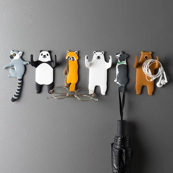 Сладки животни Кука За Хладилник Ключ монтиран на стената на една Кука Притежателя Подвижни Кухненски Куки Домашен Интериор държач за ключове, с монтиран на стената може да се Измие стенен държач на куката