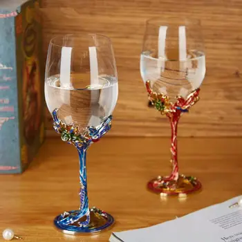 Креативен Емайл Кристална Чаша, Чаши за Пиене, Стъклени Чаши за Вино Комплект от Чаши за вино, Чаша за Шампанско, Ретро Луксозен Уиски-Бар