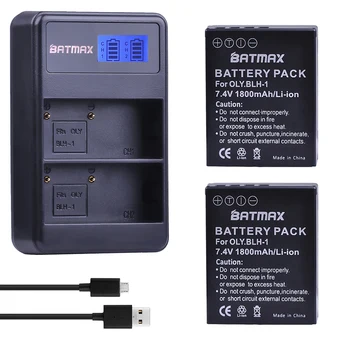 Batmax 2 елемента 1800 ма BLH-1 BLH1 Батерии за фотоапарати Accu + LCD дисплей с две USB-честота устройства за Olympus EM1-2 EM1 Mark 2 Камери