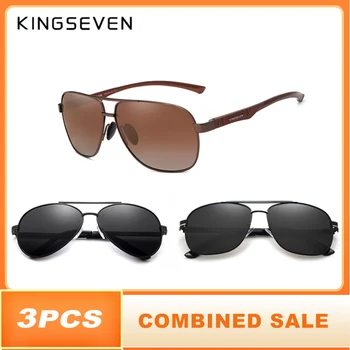 3 Бр. Комбинираната Продажба KINGSEVEN Маркови Дизайнерски Слънчеви Очила Мъжки Поляризирани Огледални Лещи с 100% UV-Защита на Oculos De Sol