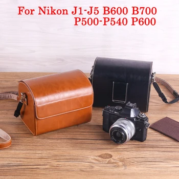 Кожена Чанта За Фотоапарат Nikon J1-J5 B600 B700 P500-P540 P600, Водоустойчив Защитен Калъф за фотоапарат, чанта за снимане с едно рамо