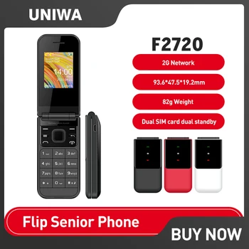 UNIWA F2720 Старши Флип Двухэкранный Мобилен Телефон 1,77 инча 0,08 MP GSM Голям Бутон Телефон Руска Клавиатура на иврит Мида